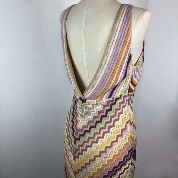Missoni Orange Label V-Neck Zigzag Knit Dress - Picture 5 of 15